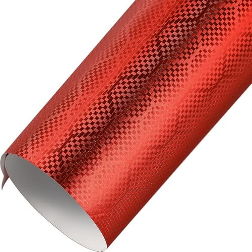 Alvorox Auto Folie, Gittermuster, Wabenmuster, rote Vinylfolie für Fahrrad, Motorrad, Auto, innen außen, Lackschutzfolie, DIY-Klebeaufkleber (30 x 152 cm)