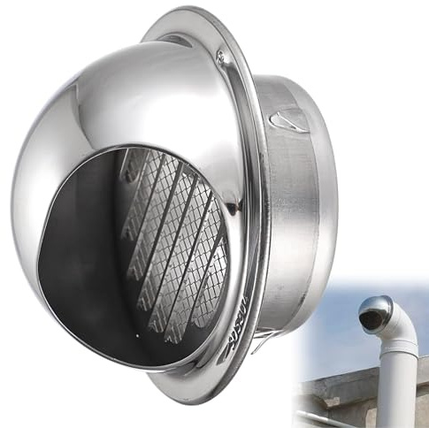 Campana Exterior Ventilación Del Aire 50 80 150 200 300mm Redonda Cubiertas Rejilla De Ventilación De Acero Inoxidable Con Pantalla De Insecto, Evita El Viento En Contra Y Lluvia(90cm)