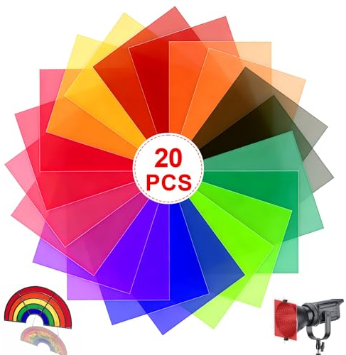 mawmuaw 20 Stück Lampenfolie (10 Farben) Hitzebeständige Farbfolie für LED | A4 Farbfilter Farbkorrektur, Folie Transparente, Gel für Lampen & Studioblitz, Foto, Video & DIY, 29,7x21cm