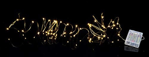 LED-Draht-Lichterkette Dew Drops, 40 warmwhite LED, Draht : messing, Länge ca. 3,9 m, Timer, Batterie