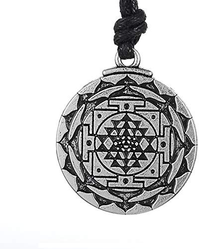 Sri Yantra - Anhänger für großen Reichtum, Hindu-Göttin, Tantrisch, aus Honigbernstein, Yoga-Schmuck für Herren