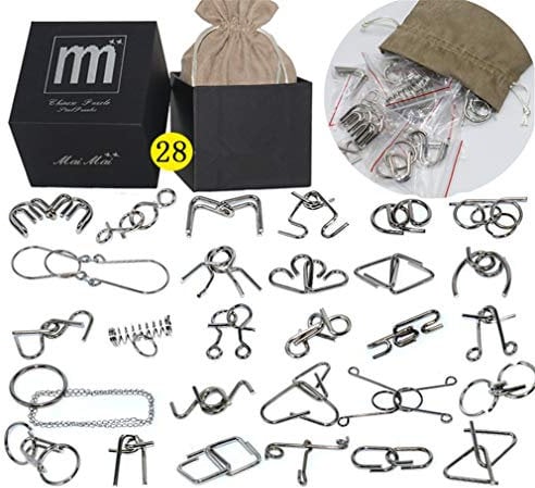 Gracelaza Casse-tête en Métal Set 28 Pièces - Jouet de Puzzle en Métal - Jouets d'intelligence éducative - Jouets pour des Enfants et des Adolescents