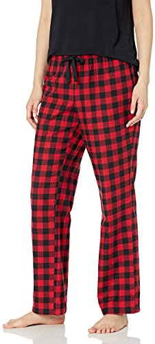 Amazon Essentials Damen Pyjamahose aus Flanell, Rot Buffalo Karos, L