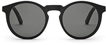 TAKE A SHOT Holz-Sonnenbrille Damen Herren Rund Schwarz Schmal Runde Gläser, polarsiert UV400 - Schwarze Sonnenbrille Holz LUKAS