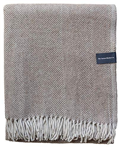 The Tartan Blanket Co. Decke aus recycelter Wolle, Fischgrätenmuster, 150 x 190 cm
