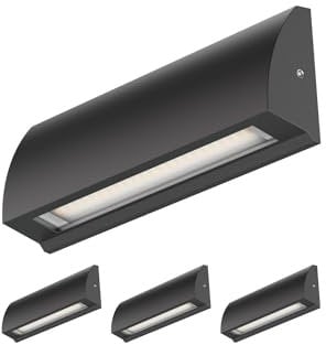 ledscom.de 4 Stück LED Wandleuchte/Treppenlicht SEGIN für außen, IP54, flach, Downlight, schwarz matt, eckig, 6,3 W, 630lm, kaltweiß