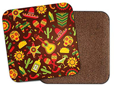 1 x Mexican Theme Coaster - Tequila Cactus Sombrero Sugar Skull Fun #14752