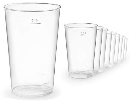 Octopus 50x Mehrwegbecher 500ml, Plastikbecher aus bruchsicherem Kunststoff, Plastik Trinkbecher für Party und Event