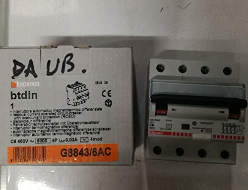 Interruttore magnetotermico differenziale AC 4P 6A 6KA 30MA BTICINO G8843/6AC