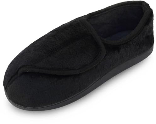 Git-up Frauen Memory Foam Diabetiker Hausschuhe Arthritis Ödem Einstellbare Bequeme Hausschuhe Geschlossene Zehen, Black 9 US