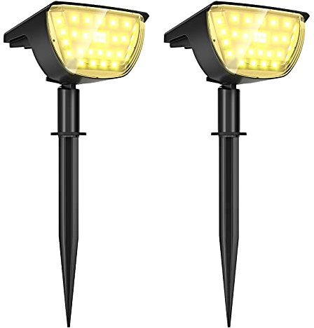 Lot de 2 Lampe Solaire Exterieur,32 LED Eclairage Exterieur Solaire Etanche IP67 Applique 3 modes, Réglable 180° Spot Solaire Exterieur pour Jardin, Cour, Allée, Chemin, Trottoir, Terrasse
