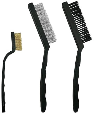 3 x Mini 17cm Steel Nylon & Copper Wire Durable Brush Cleaning Paint Metal Rust Remover Brushes