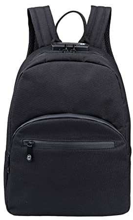 FIREDOG Mini-Rucksack mit Schloss für Herren und Damen auf Reisen, Schwarz, 1 Count (Pack of 1), Reisen