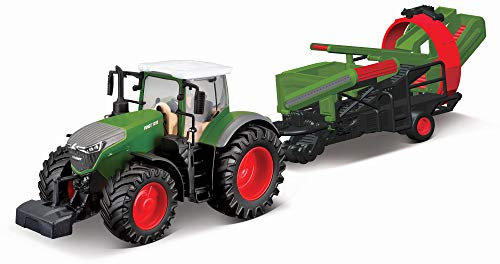 Bburago B18-31666 Die-Cast FENDT 1050 Vario mit funktionierendem Kultivator-Fahrzeug, rot, groß