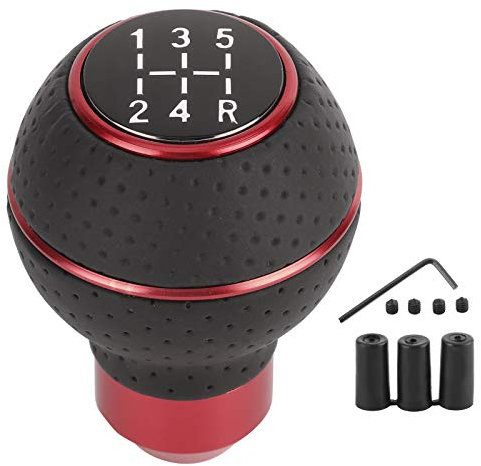 Schaltknauf 5-Gang Schaltknauf Stick Aluminiumlegierung und Leder Manuelles Autozubeh?r(rot),Schaltkopf,Schaltzubeh?r