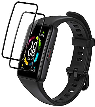 AiMok 2 Pièces Protection écran Compatible avec Huawei Band 6 / Honor Band 6, [Anti-Rayure] [HD Transparent] Couverture complète 3D Verre Trempé pour Huawei Band 6 / Honor Band 6