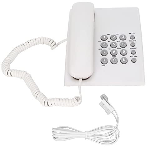 ciciglow Desktop Corded Telephone, Caller ID Wired Landline Phone with Adjustable Volume, Desktop Corded Telephone Fit for Home Hotel Office(White)