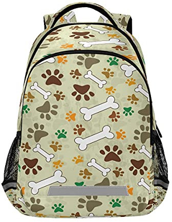 Mnsruu Großer Rucksack mit Hundepfoten-Aufdruck, für Reisen, Uni, Schule, Laptop, Tagesrucksack, Büchertasche