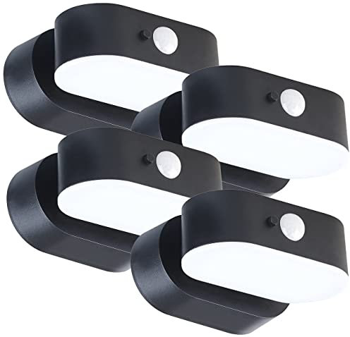 Luminea außen Wand Solarlampe: 4er-Set kabellose Solar-LED-Außenstrahler, PIR-Bewegungsmelder,800 lm (Außenlampe Solar Bewegungsmelder, LED-Aussenlampen, Fluter Bewegungsmeldern)