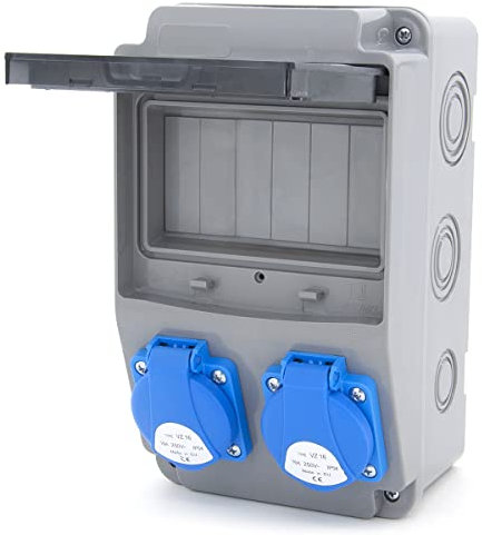 Baustromverteiler 6NO 2 x 230V + LS und FI verkabelt (2 x 230V ohne Stromzähler LS/FI/MID