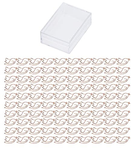 Pssopp 100 STÜCKE Rose Gold Tierform Büroklammern, Niedliche Vögel Kaninchen Form Mini Büroklammern Niedliche Lesezeichen Markierungsklammern für Bürobedarf Schule Geschenke Papiere Berichte(#2)