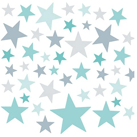 Little Deco 60 Sterne Set Wandsticker Wandtattoo Kinderzimmer Junge Mädchen Deko Aufkleber Spielzimmer Schlafzimmer Kleinkind Baby Mint grau türkis DL890-Z1