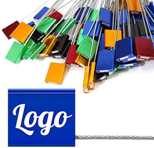 Pobsuier® 200 Bridas Metálico Personalizadas Precintos de Seguridad Candado Desechable con Cable para Logística Camion Contenedores