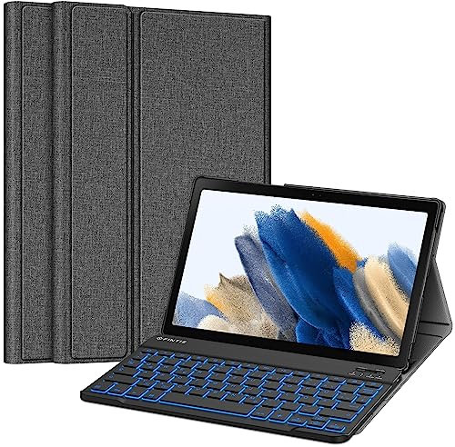 FINTIE Beleuchtete Tastatur Hülle für Samsung Galaxy Tab A8 10.5 Zoll 2022/2021 SM-X200/X205/X207 - Keyboard Cover mit Abnehmbarer QWERTZ Layout Hintergrundbeleuchtung Tastatur, Grau