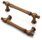 Furniware Vintage Cabinet Handles - Pack of 10, 3.8 Inch Centers - Antique Brass Pulls and Door Handles