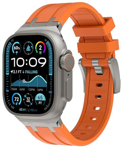 WINGLE AP Luxury Band per Apple Watch Band Ultra 2 Band Ultra 49 mm 46 mm 45 mm 44 mm 42 mm uomo donna serie 10 9 8 7 SE 6 5 4, adattatore in gomma siliconica metallo cinturino sportivo iWatch 3 2 1