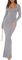 REORIA Women's Sexy Square Neck Long Sleeve Tight Maxi Dress Cute Casual Modest Ribbed Knit Bodycon Lounge Long Dresses Light Grey Small