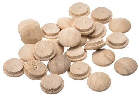 sourcing map Plaques en Bois, 25 Pcs de 20 X 15 mm Plaques en Bois de Hêtre avec Bouton Supérieur, Cache-Trous de Vis, Couverture en Bois Décorative pour Chaises Menuiserie en Bois.