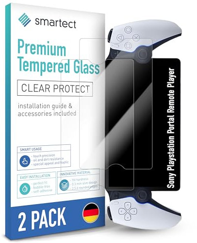 smartect Schutzglas [2 Stück, Klar] kompatibel mit Sony Playstation Portal Remote Player, HD Schutzfolie Anti-Kratzer, Blasenfrei, 9H Härte, 0.3 mm Ultra-klar, Ultrabeständig