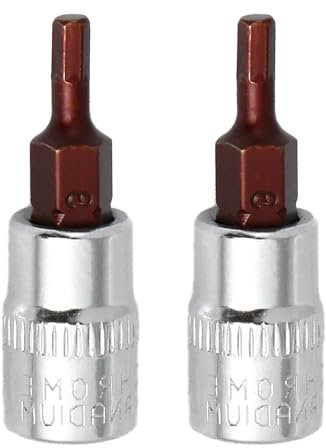 2PCS Juttzzei Hex Bit Socket, 1/4 Drive x H3 (3mm) Allen Key Socket, Premium S2 Alloy Steel 3mm Hex Bit with 1.5 Length for Torque Wrench, Ratchet Wrench, Impact Power Drills