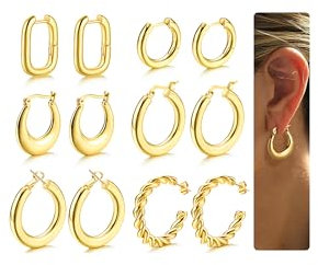 YADOCA Gold Creolen Ohrringe Damen Mädchen 14K Vergoldet Ohrring Hypoallergen Chunky Goldene Ohrringe Damen