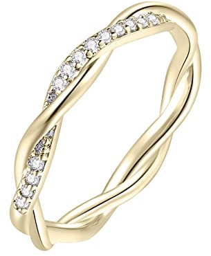 Ringe Silber für Damen Klassik Geschnitzte Blumenmuster Ringe mit Zirkonia Daumenring Fingerringe Personalisierte Geschenke Mama Geschenke für sie Mama Frau Freunde (Gold, 7)