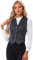 Allegra K Damen Weste Elegant Vintage Karierte Anzugweste Einreihig Reverskragen Ärmellos Westen Grau Blau M