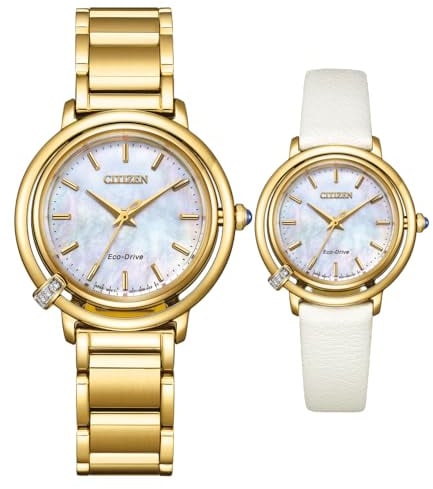 Citizen Damenuhr Edelstahl, Perlmutt Weiß, 31.2 mm, EM1092-64D | Analog Quartz, Saphirglas, 5 bar Wasserdicht, 180 Tage Gangreserve, Edelstahlband