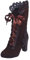Stiefeletten Damen Mit Absatz - Gothic Stiefel Schnürstiefel Viktorianische Stiefel Vintage Schnüren Kurzschaft Stiefel Spitz Steampunk Ankle Stiefel Reißverschluss Lederstiefel Renaissance Schuhe