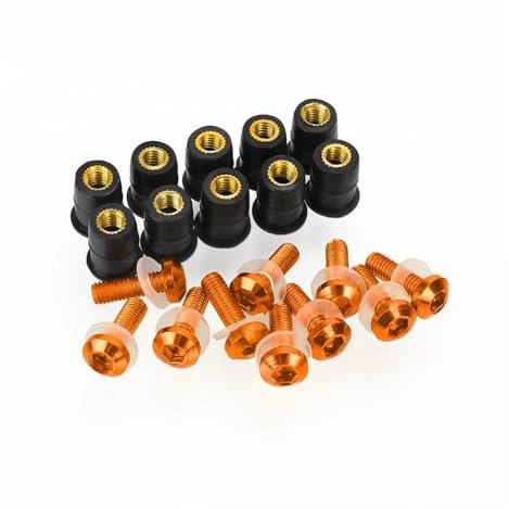 HUIGAR Visserie pour Bulle Moto pour Ya&MAHA MT07 MT09 MT10 2017–2023 5mm 10pièces Boulons De Pare-Brise De Moto Fixation D'écrou À Vis(Orange)