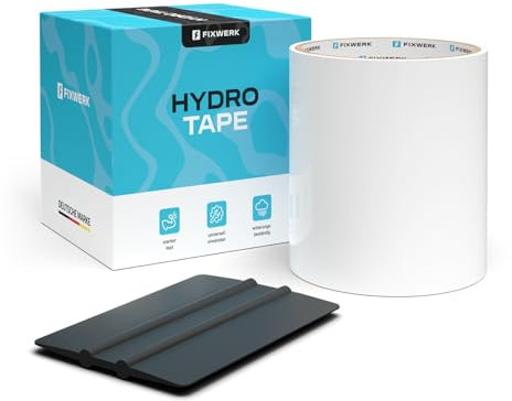 FIXWERK Hydro Tape | Wasserdichtes Reparaturband | selbstklebendes Dichtungsband | Reparatur von Oberflächenrissen für Regenrinnen, Wohnwagen, etc. | 10cm x 150cm (weiß)