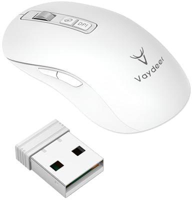 VAYDEER Undetectable Mouse Jiggler & Wireless Mouse - 90-Day Battery, 3200DPI Precision, Silent Click, Bluetooth Direct for MacBook/Windows,White