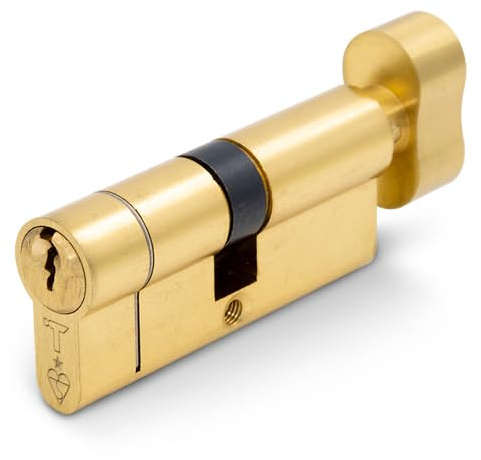 TSS Brass High Security TS007 1* Thumbturn Euro Cylinder, British Standard, Insurance Approved Supplied with 3 Keys Door Locks. Key & Turn Brass (40mm Internal x 60mm External (100mm Total))
