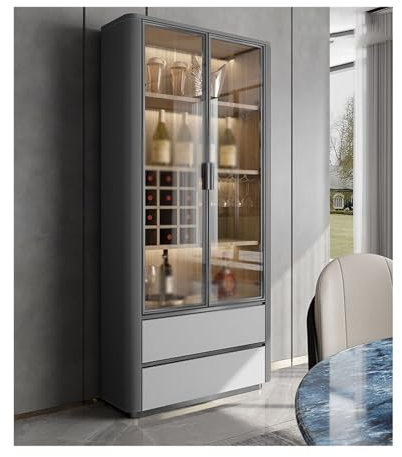 OGOODLE Barschränke für Zuhause Weinschrank, modern, for Wohnzimmer, Zuhause, Wandvitrine, Glastür, Kleiner Weinschrank, Lagerschrank Spirituosenschrank(B)