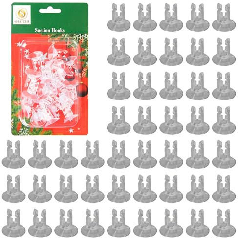 SHATCHI 100 piezas ganchos de succión para ventana clips ventosas para ventana – mini ventosas de 23 mm con ranura para luces de Navidad, decoraciones colgantes navideñas, luces de cuerda