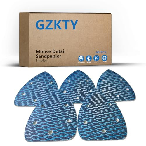 GZKTY Schleifpapier Dreieckschleifer, 5-Loch Deltaschleifer Schleifpapier P80 Körnung, für Metall, Wände, Holz & Möbel – Aus Hochwertigem Aluminiumoxid (60 Stück)