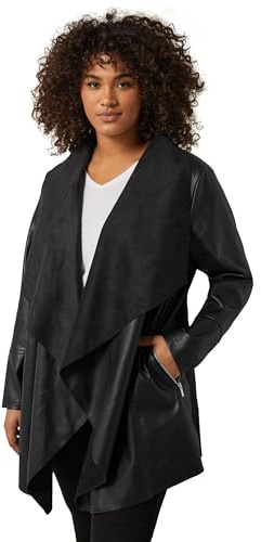 EVANS Curve Faux Leather Waterfall Jacket - Women's - Plus Size Curve
