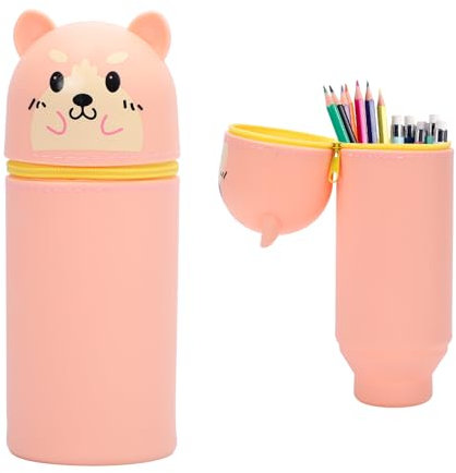 Trousse 2 en 1 en silicone - Pour papeterie - Unisexe - Capacité : trousse à crayons - Trousse à maquillage - Cadeau scolaire pour enfants, chien, Kawaii