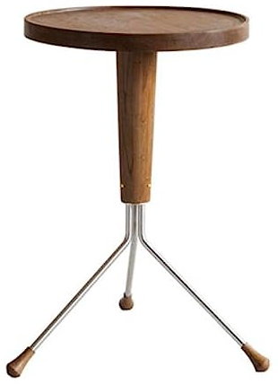 wpenshiDM125 Coffee Table Small Round End Table for Spaces, Wood Side Plant Stand with Metal Legs, Couch Accent for Living Room, Entryway, Bedroom(Dark Brown)