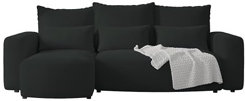 4ALL HOME Ecksofa mit Schlaffunktion Travis 248x148 cm, Couch, Sofa mit Bettkasten, Eckcouch, L-Form, Schlaffsofa, Universal (Cord Onega 11 Graphit)